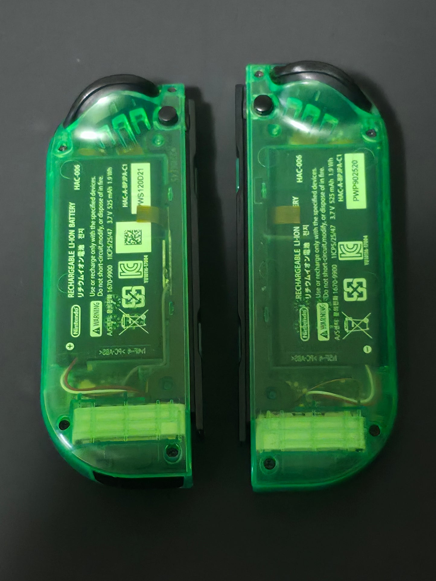 CLEAR Green Custom Nintendo Switch Joy-Cons OEM - HALL EFFECT Sticks - NO DRIFT!