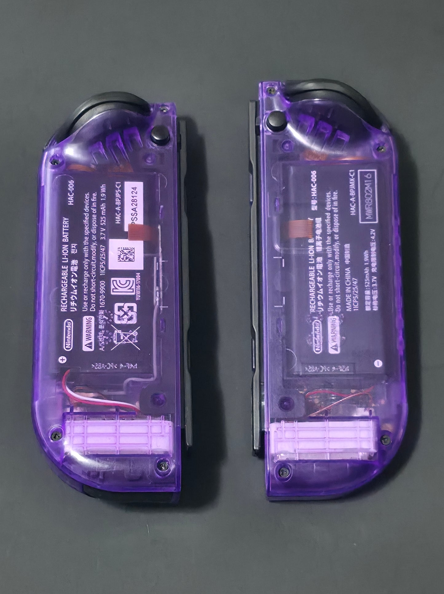 CLEAR Purple Custom Nintendo Switch Joy-Cons OEM - HALL EFFECT Sticks - NEW!