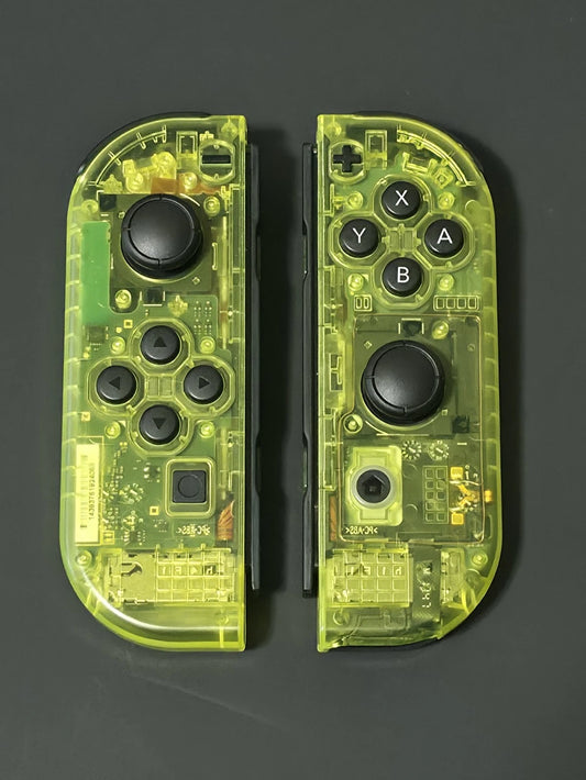 CLEAR Yellow Custom Nintendo Switch Joy-Cons OEM - HALL EFFECT Sticks - NO DRIFT