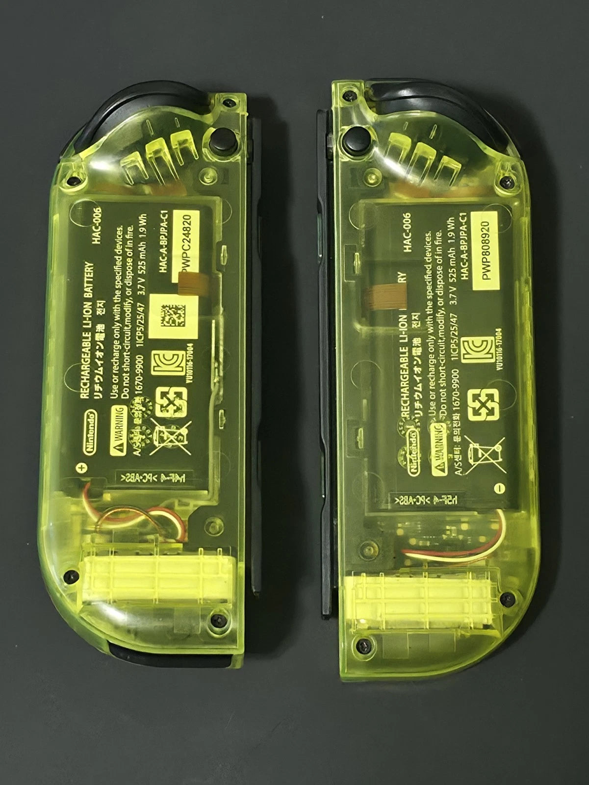 CLEAR Yellow Custom Nintendo Switch Joy-Cons OEM - HALL EFFECT Sticks - NO DRIFT